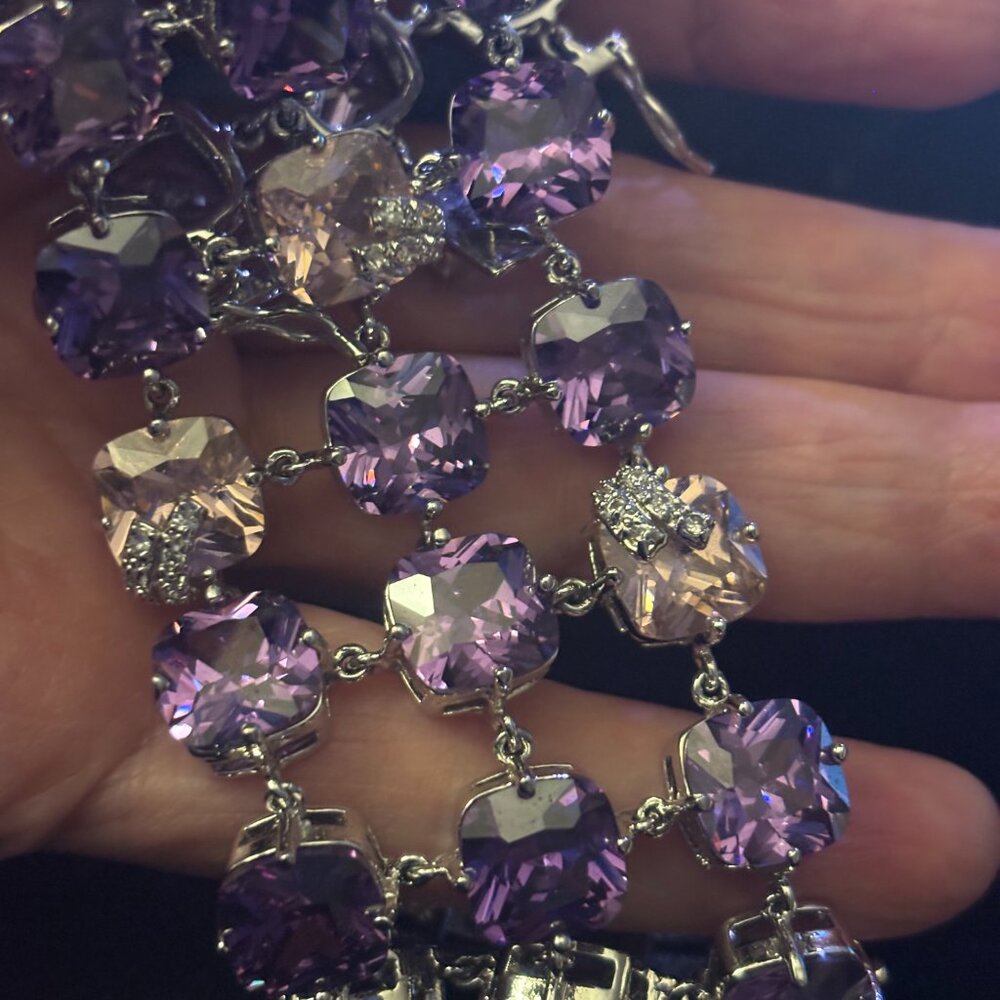 Russian CZs in RODIUM PLATED Settings BRACELET —AUTHENTIC Russian Cubic Zirconia